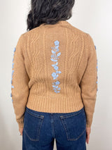 Ellen Cardigan in Camel/Misty Blue Cotton/Wool - The Shoe Hive