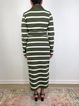 Ellicot Dress in Army/Chalk Wide Stripe - The Shoe Hive