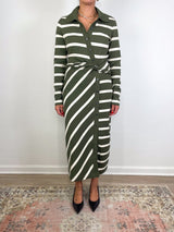 Ellicot Dress in Army/Chalk Wide Stripe - The Shoe Hive