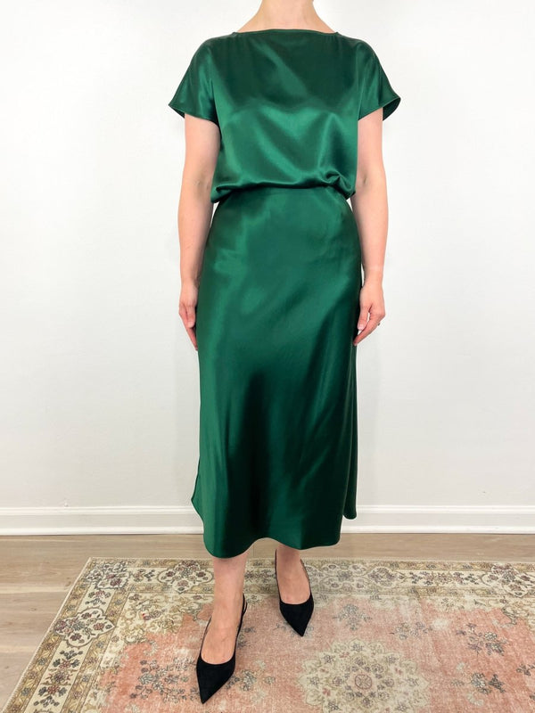 Emma Tee in Forest Silk Charmeuse - The Shoe Hive