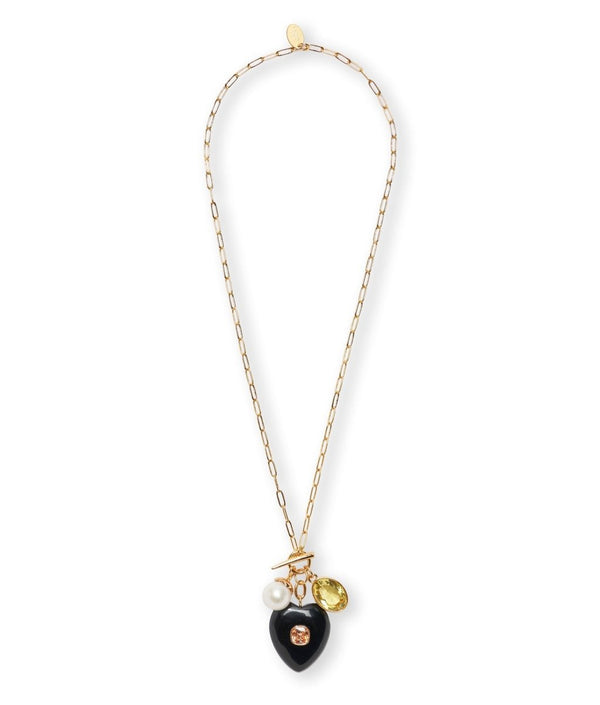 Eugenia Heart Lariat Necklace in Black - The Shoe Hive