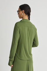 Merce Slinky Slim Button Up in Cypress