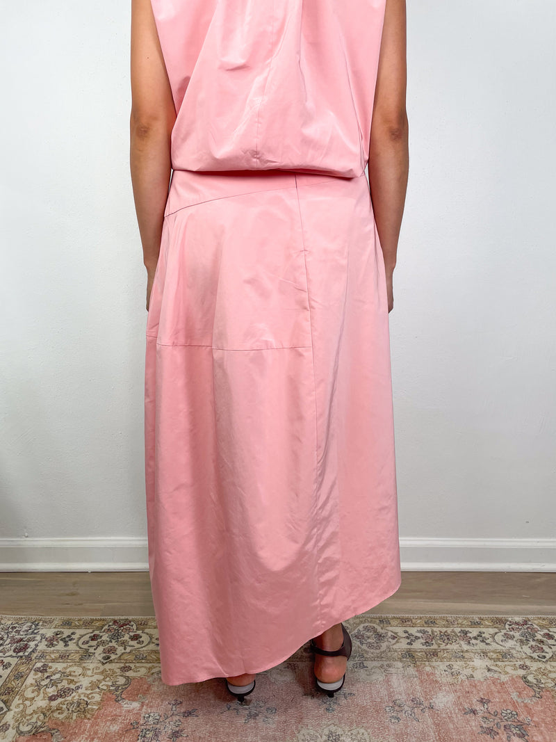 Nylon Asymmetrical Ballon Skirt in Pink