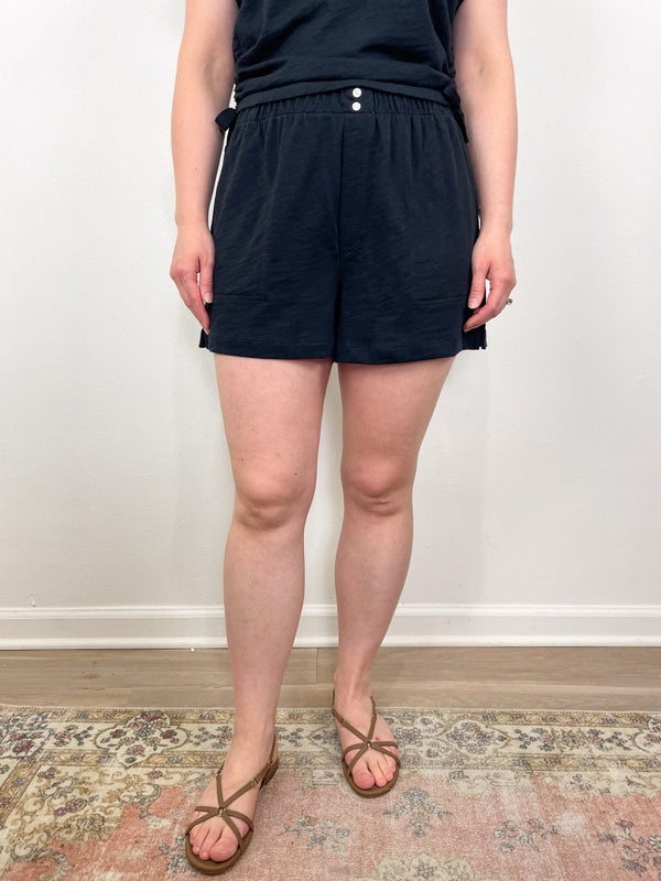 Faux Fly Short in Black - The Shoe Hive