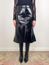 Faux Patent Leather Sculpted Silke Skirt in Black - The Shoe Hive