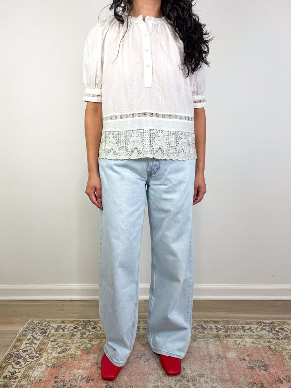 Faye Puff Sleeve Blouse in Pristine - The Shoe Hive