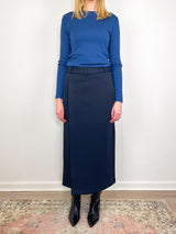 Feather Weight Ribbed Sweater Crewneck Pullover in Seal Blue - The Shoe Hive