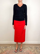 Feather Weight Ribbed V-Neck Slim Cardigan in Black - The Shoe Hive