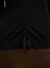 Feather Weight Ribbed V-Neck Slim Cardigan in Black - The Shoe Hive