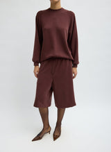Feather Weight Viscose Neoprene Relaxed Short in Bordeaux - The Shoe Hive