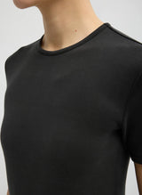 Feather Weight Viscose Neoprene SS T-Shirt in Black - The Shoe Hive