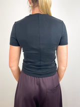 Feather Weight Viscose Neoprene SS T-Shirt in Black - The Shoe Hive
