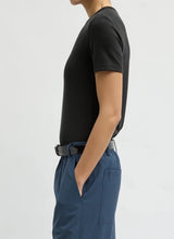 Feather Weight Viscose Neoprene SS T-Shirt in Black - The Shoe Hive