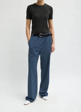 Feather Weight Viscose Neoprene SS T-Shirt in Black - The Shoe Hive