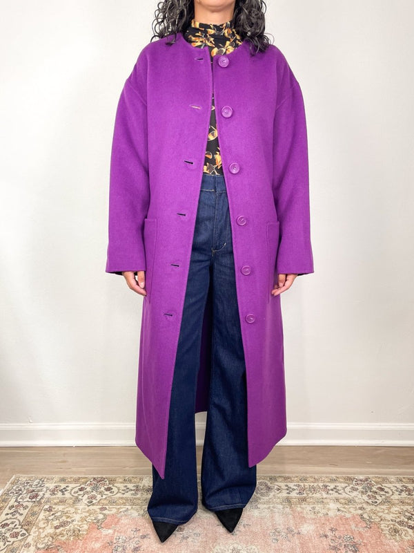 Fernanda Double Faced Wool Oversized Coat in Thistle - The Shoe Hive