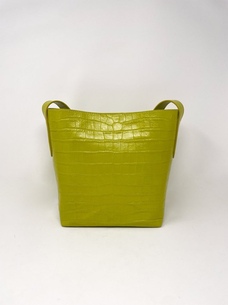 Fiona in Chartreuse Embossed Croc - The Shoe Hive