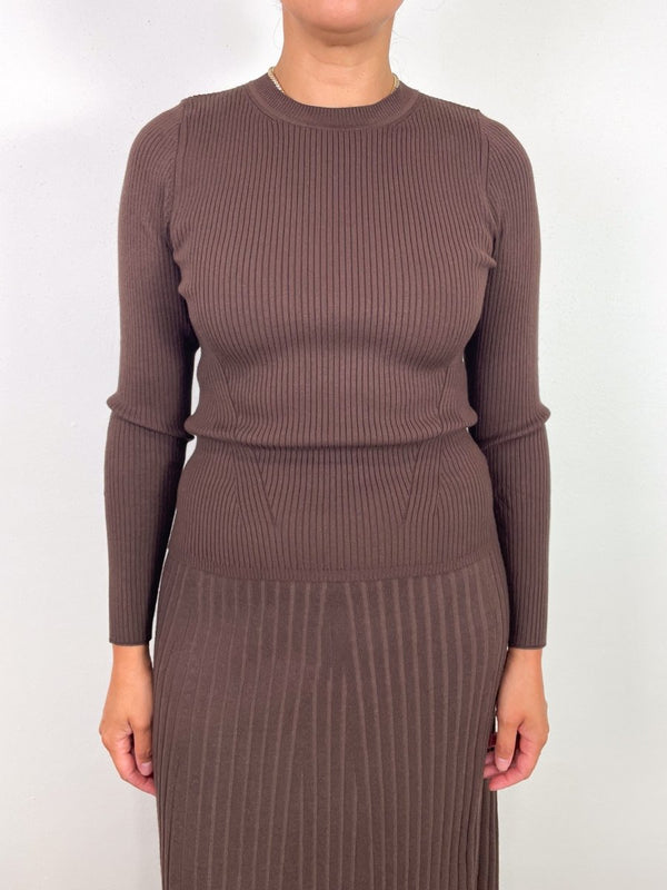 Fitted Crew Sweater in Mink - The Shoe Hive