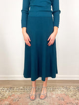 Flared Knit Skirt in Deep Sea - The Shoe Hive