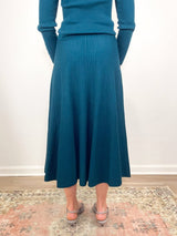 Flared Knit Skirt in Deep Sea - The Shoe Hive