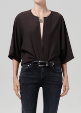 Franca Shirt in Brown Portofino Twill - The Shoe Hive