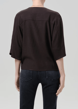 Franca Shirt in Brown Portofino Twill - The Shoe Hive