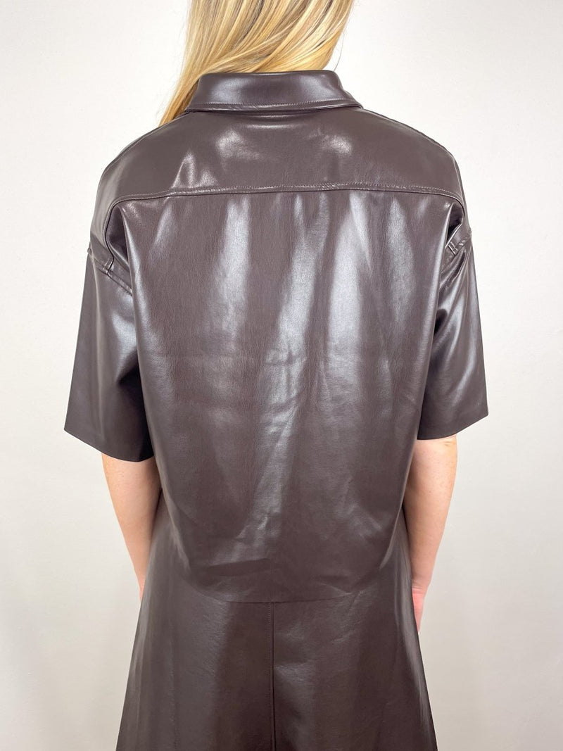 Frances Cropped Cape Button Up in Chocolate Leather - The Shoe Hive