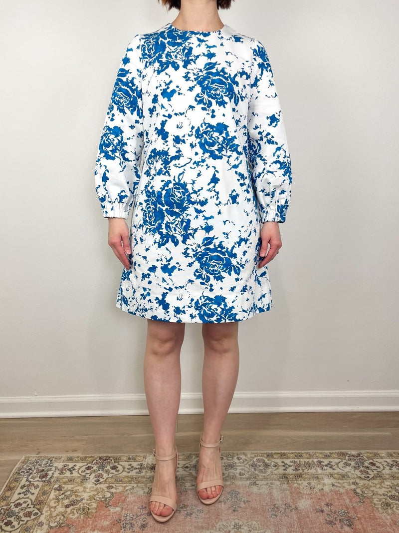 Francine Dress in White/Blue Floral Printed Faille exclusive at The The Shoe Hive Francine Dress in White/Blue Floral Printed Faille exclusive at The The Shoe Hive