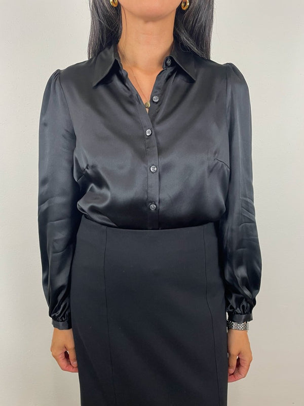 Frankie Blouse in Parisian Night Silk - The Shoe Hive