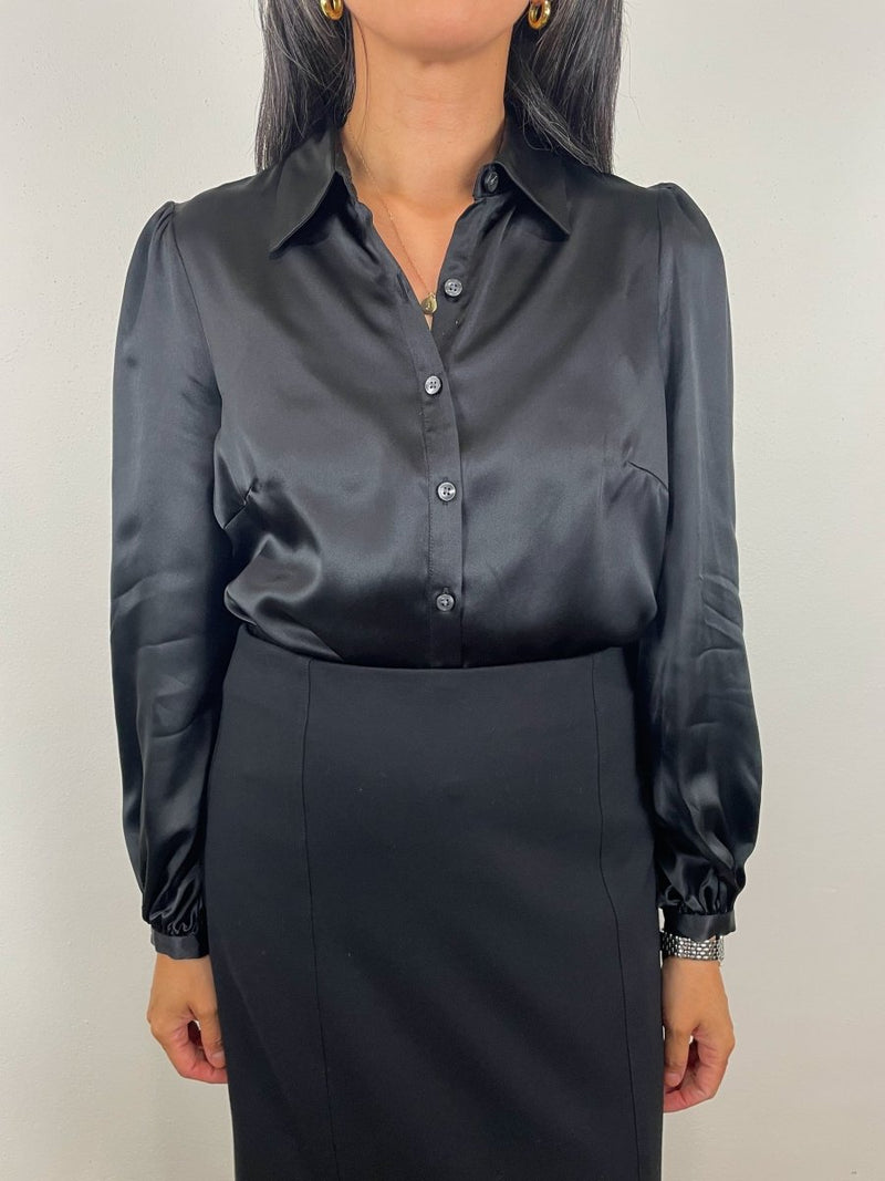 Frankie Blouse in Parisian Night Silk - The Shoe Hive