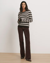 Frankie Cashmere Pullover in Espresso/Ivory - The Shoe Hive