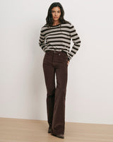 Frankie Cashmere Pullover in Espresso/Ivory - The Shoe Hive