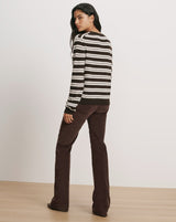 Frankie Cashmere Pullover in Espresso/Ivory - The Shoe Hive