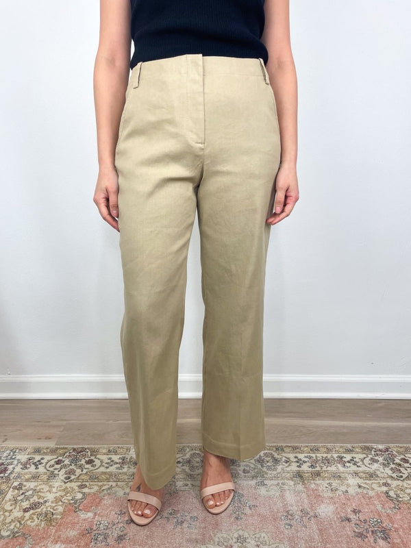 Frankie Pant in Khaki Stretch Cotolino - The Shoe Hive