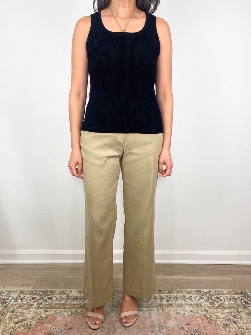 Frankie Pant in Khaki Stretch Cotolino - The Shoe Hive