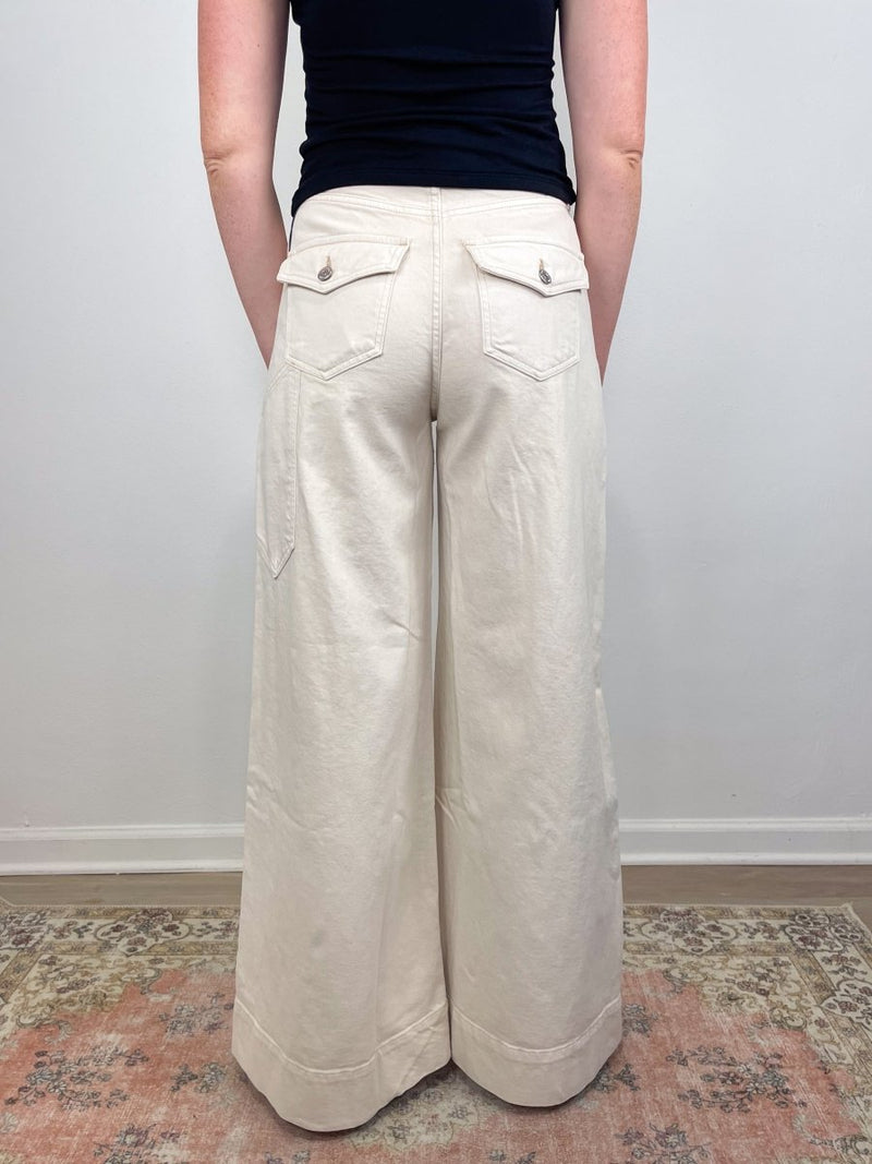 Freddy High Rise Extra Wide Leg in Ecru - The Shoe Hive