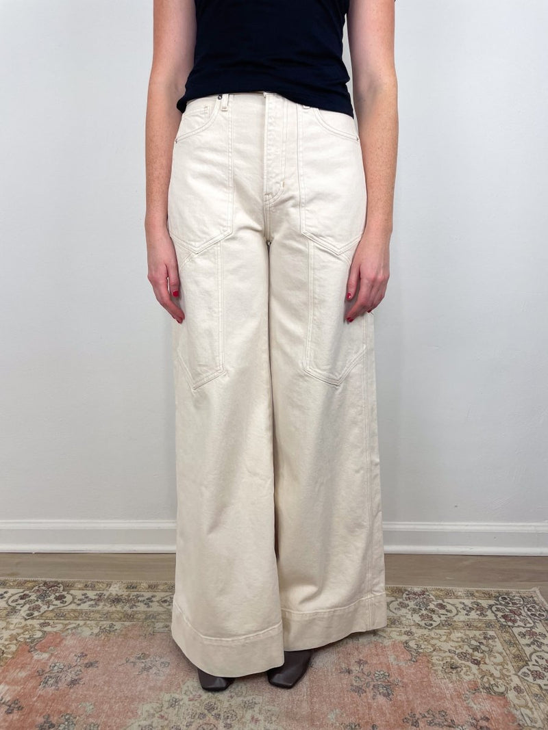 Freddy High Rise Extra Wide Leg in Ecru - The Shoe Hive