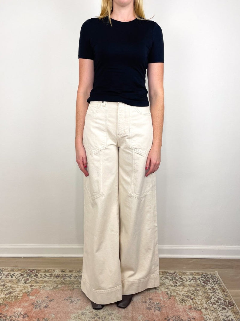 Freddy High Rise Extra Wide Leg in Ecru - The Shoe Hive