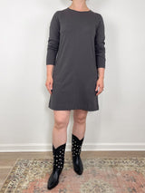 Front Seam Crewneck Dress in Iron - The Shoe Hive