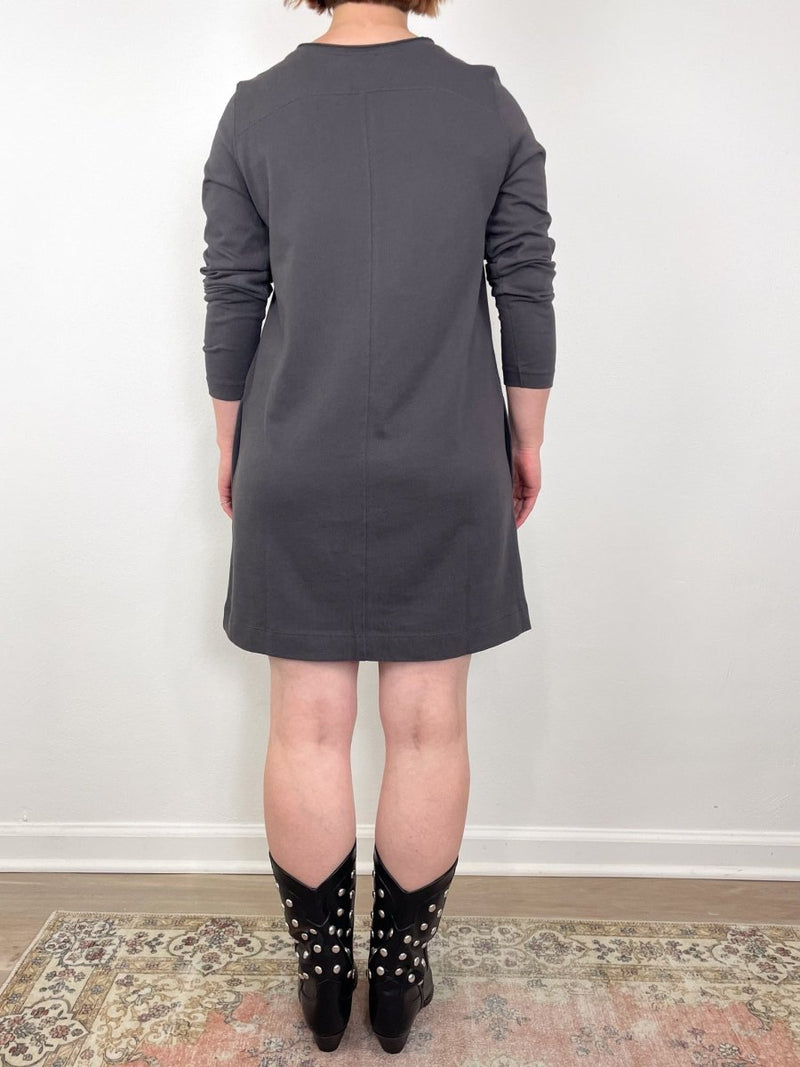 Front Seam Crewneck Dress in Iron - The Shoe Hive