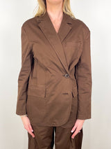 Garment Dyed Silk Cotton Liam Blazer in Brown - The Shoe Hive