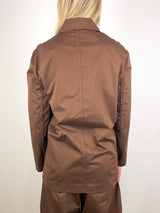 Garment Dyed Silk Cotton Liam Blazer in Brown - The Shoe Hive
