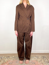 Garment Dyed Silk Cotton Liam Blazer in Brown - The Shoe Hive