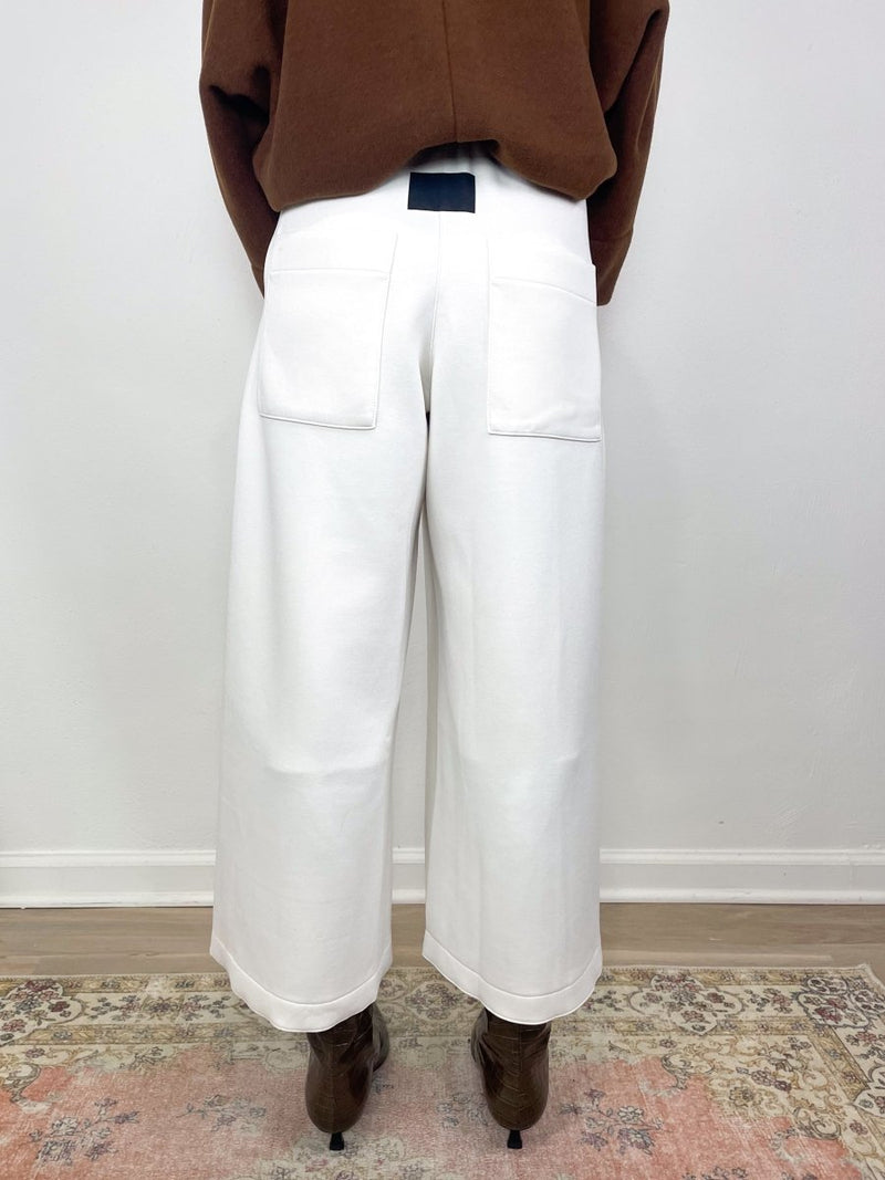 Geneva Wide Leg Trouser in Milk - The Shoe Hive