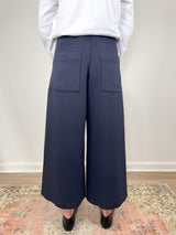 Geneva Wide Leg Trousers in Navy - The Shoe Hive