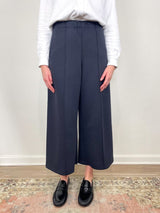 Geneva Wide Leg Trousers in Navy - The Shoe Hive