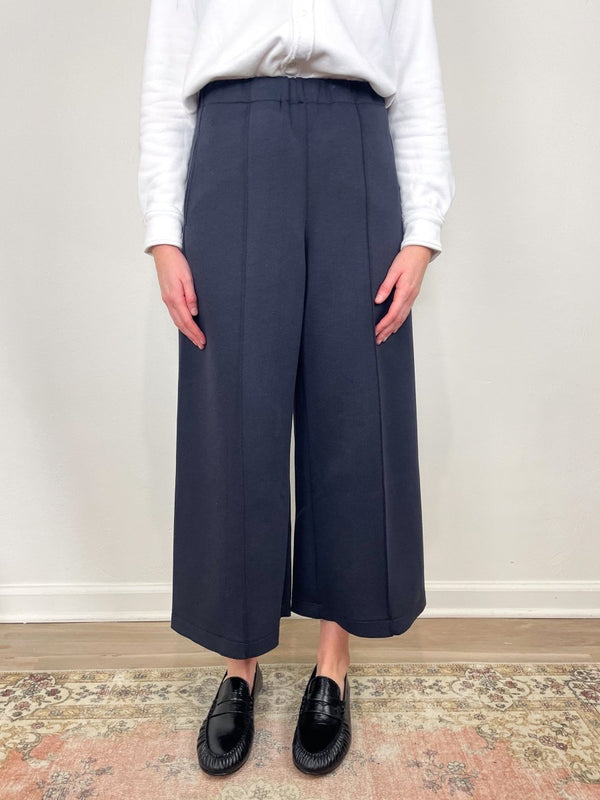 Geneva Wide Leg Trousers in Navy - The Shoe Hive