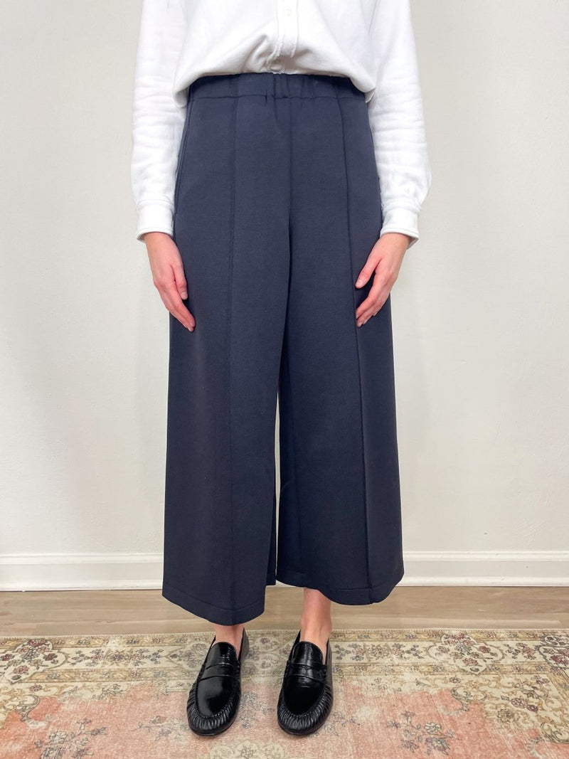 Geneva Wide Leg Trousers in Navy - The Shoe Hive