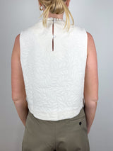 Gia Frill Shell Top in Natural Leaves Knit Jacquard - The Shoe Hive