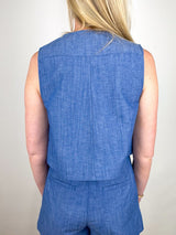 Godet Tank in Chambray - The Shoe Hive