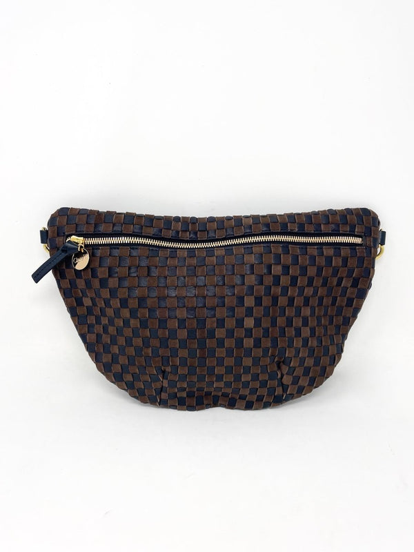 Grande Fanny Leather & Suede Woven Checker in Black/Chocolate - The Shoe Hive